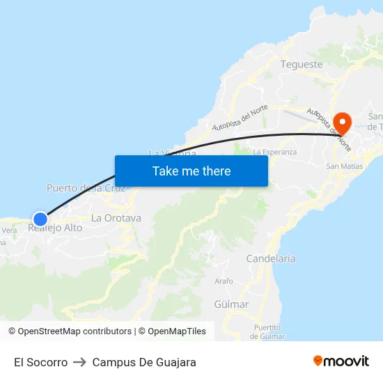 El Socorro to Campus De Guajara map