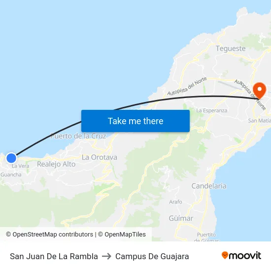 San Juan De La Rambla to Campus De Guajara map