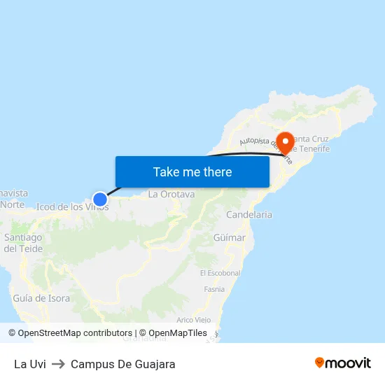 La Uvi to Campus De Guajara map