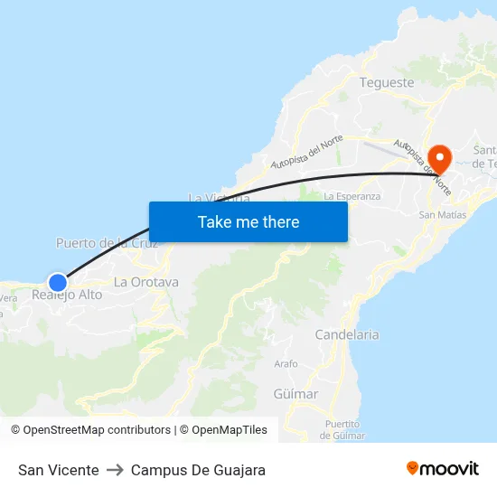 San Vicente to Campus De Guajara map