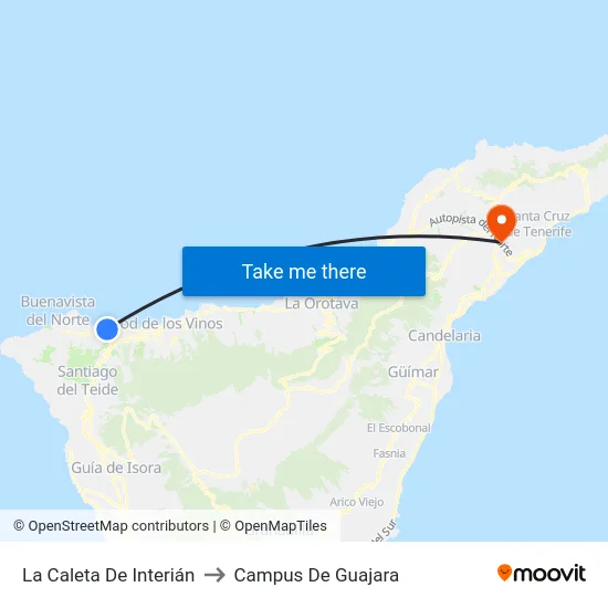 La Caleta De Interián to Campus De Guajara map