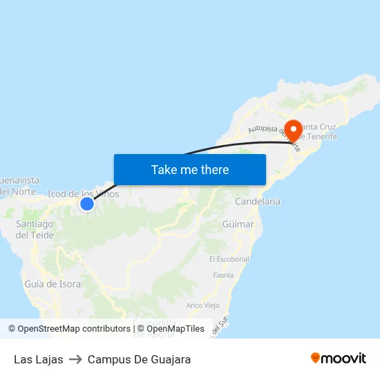 Las Lajas to Campus De Guajara map