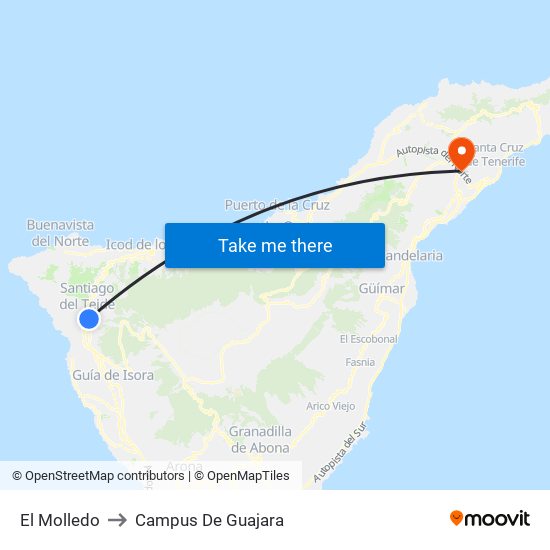 El Molledo to Campus De Guajara map