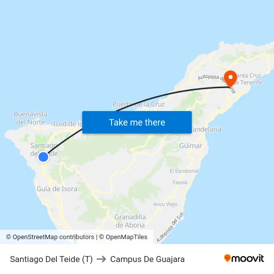 Santiago Del Teide (T) to Campus De Guajara map