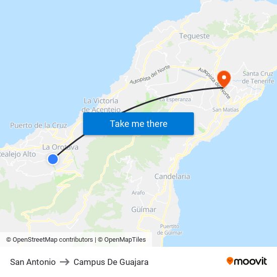 San Antonio to Campus De Guajara map