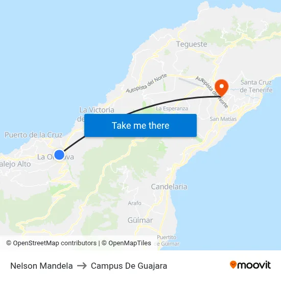 Nelson Mandela to Campus De Guajara map
