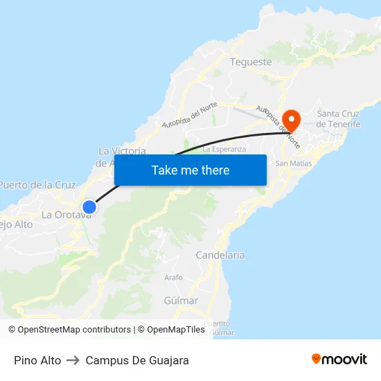 Pino Alto to Campus De Guajara map