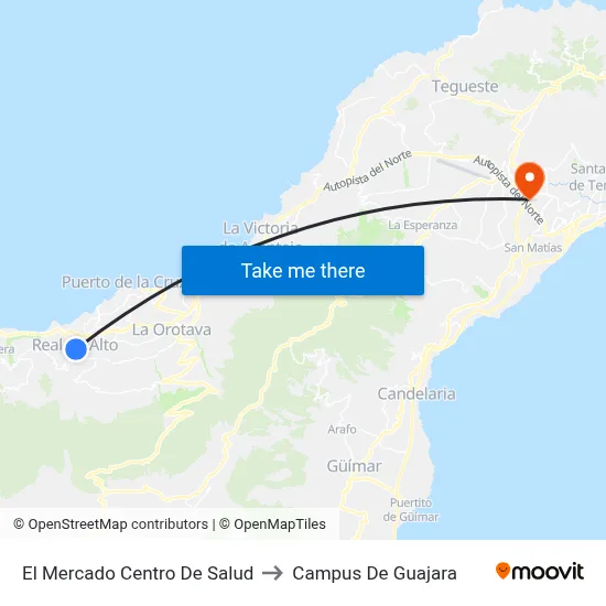 El Mercado Centro De Salud to Campus De Guajara map