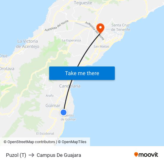Puzol (T) to Campus De Guajara map