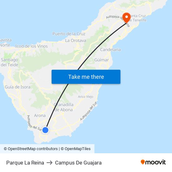 Parque La Reina to Campus De Guajara map