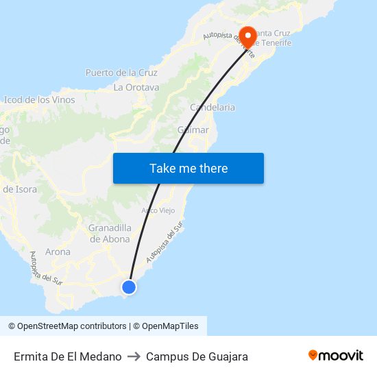 Ermita De El Medano to Campus De Guajara map