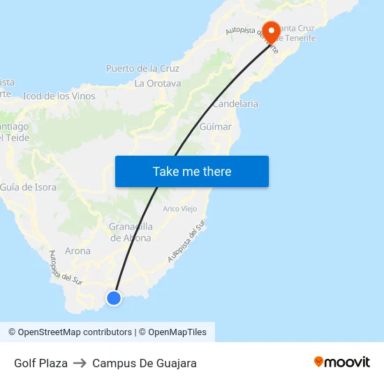 Golf Plaza to Campus De Guajara map