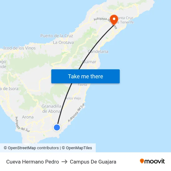 Cueva Hermano Pedro to Campus De Guajara map