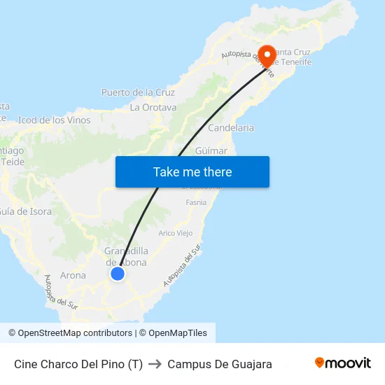 Cine Charco Del Pino (T) to Campus De Guajara map