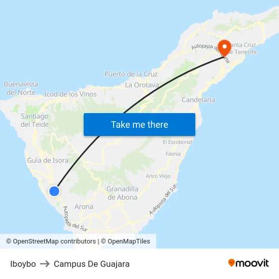 Iboybo to Campus De Guajara map