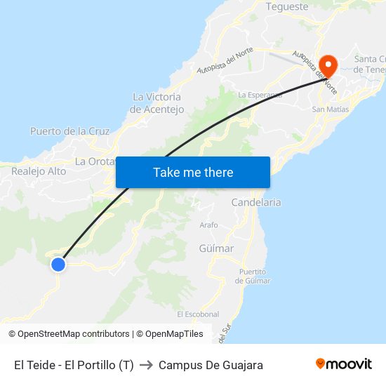 El Teide - El Portillo (T) to Campus De Guajara map