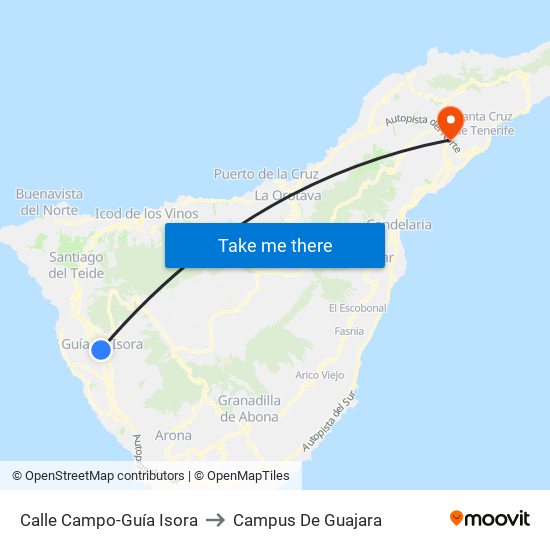 Calle Campo-Guía Isora to Campus De Guajara map