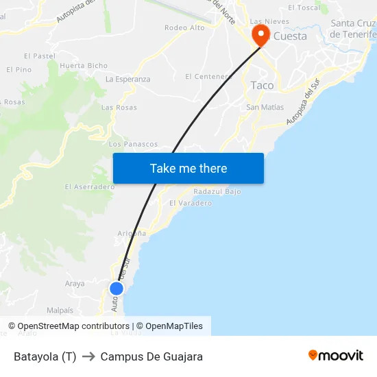 Batayola (T) to Campus De Guajara map