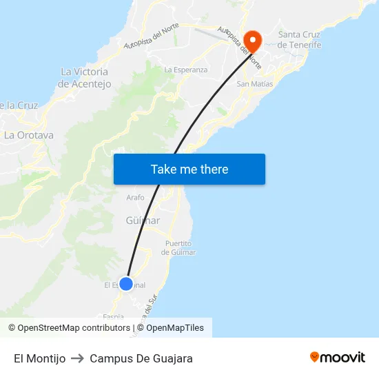 El Montijo to Campus De Guajara map