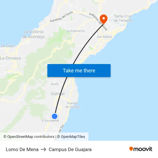 Lomo De Mena to Campus De Guajara map