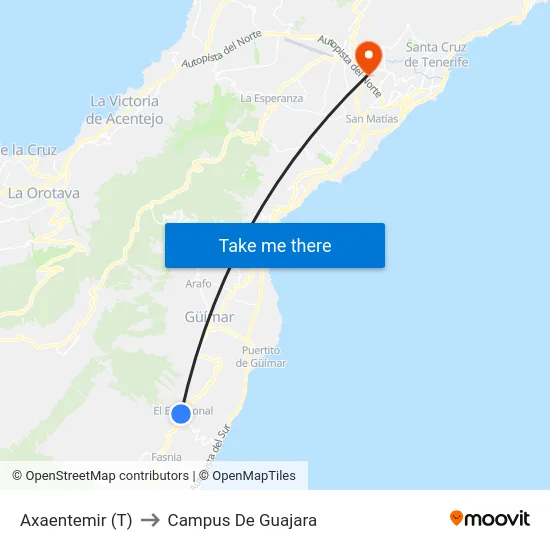 Axaentemir (T) to Campus De Guajara map