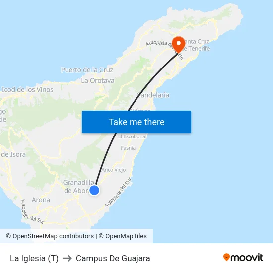 La Iglesia (T) to Campus De Guajara map