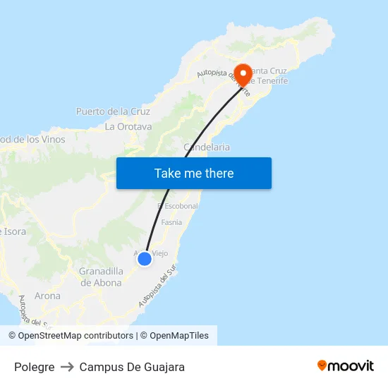 Polegre to Campus De Guajara map