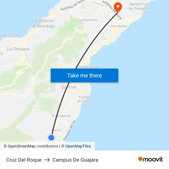 Cruz Del Roque to Campus De Guajara map