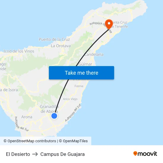 El Desierto to Campus De Guajara map