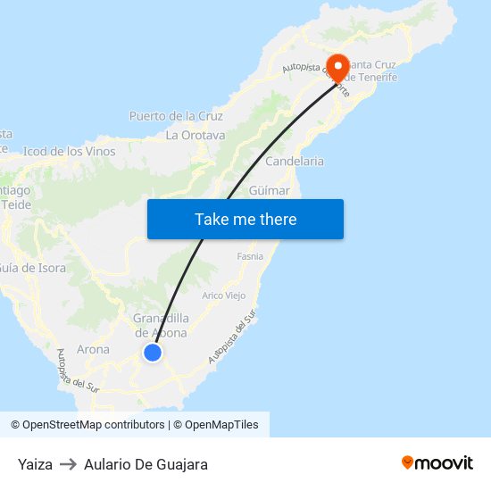 Yaiza to Aulario De Guajara map