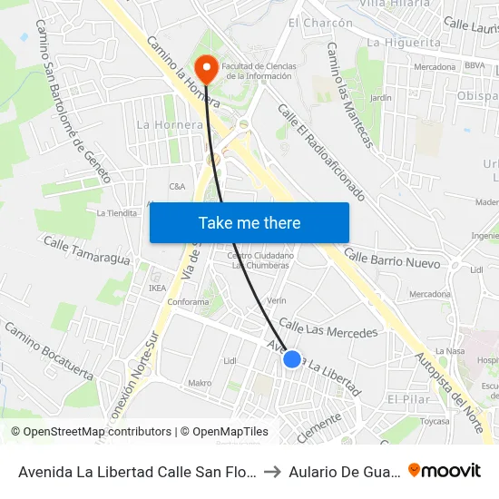 Avenida La Libertad  Calle San Florencio to Aulario De Guajara map