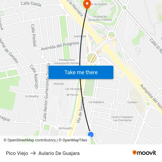 Pico Viejo to Aulario De Guajara map