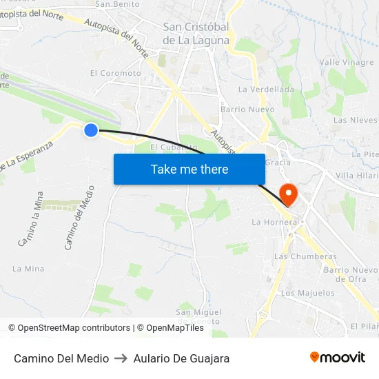 Camino Del Medio to Aulario De Guajara map