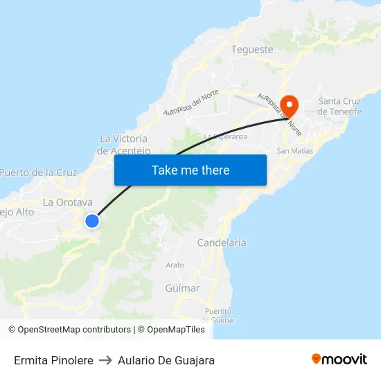 Ermita Pinolere to Aulario De Guajara map