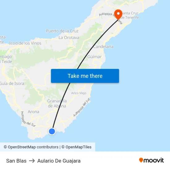 San Blas to Aulario De Guajara map