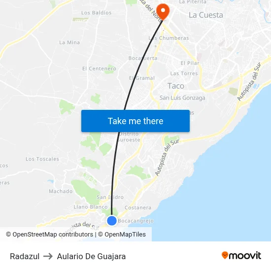 Radazul to Aulario De Guajara map