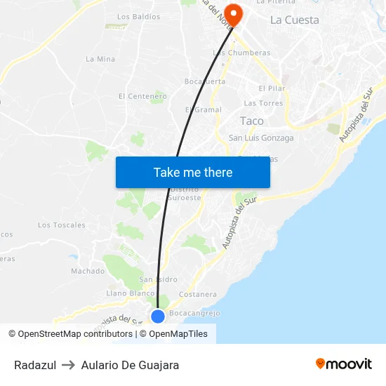 Radazul to Aulario De Guajara map