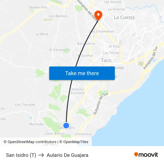 San Isidro (T) to Aulario De Guajara map