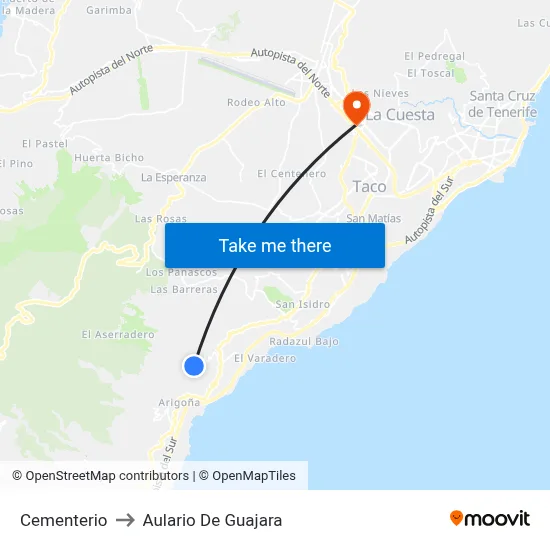 Cementerio to Aulario De Guajara map
