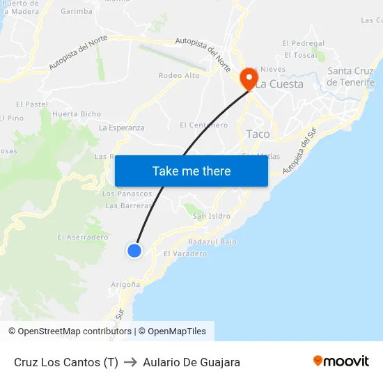 Cruz Los Cantos (T) to Aulario De Guajara map