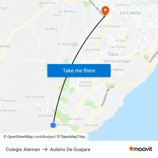 Colegio Aleman to Aulario De Guajara map