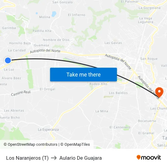 Los Naranjeros (T) to Aulario De Guajara map