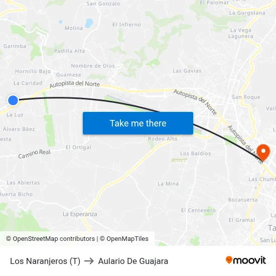 Los Naranjeros (T) to Aulario De Guajara map