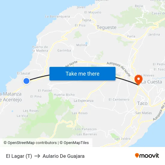 El Lagar (T) to Aulario De Guajara map