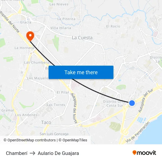 Chamberí to Aulario De Guajara map