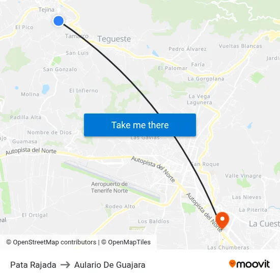 Pata Rajada to Aulario De Guajara map