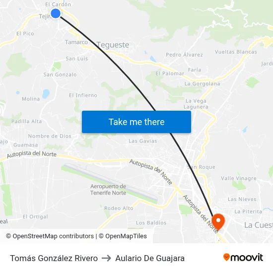 Tomás González Rivero to Aulario De Guajara map