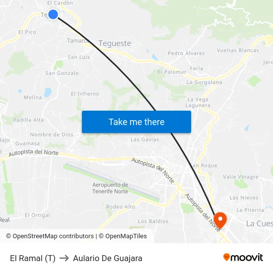 El Ramal (T) to Aulario De Guajara map