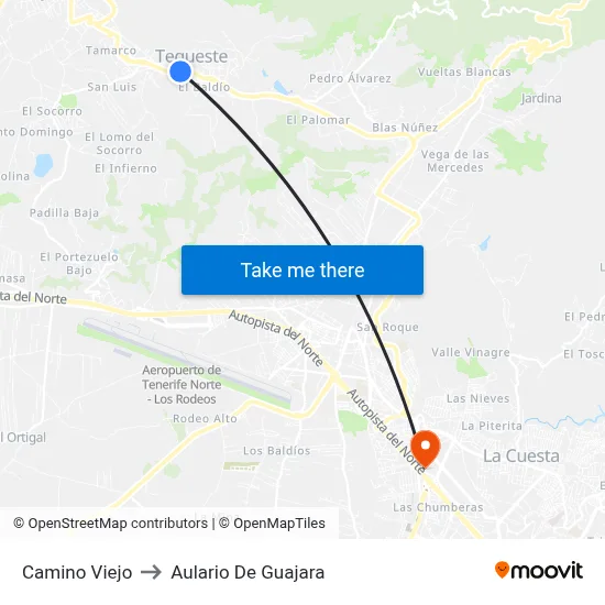 Camino Viejo to Aulario De Guajara map
