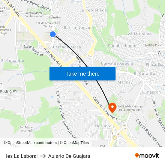 Ies La Laboral to Aulario De Guajara map